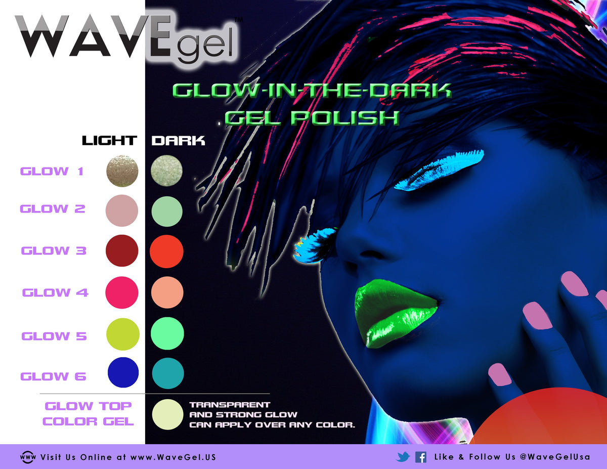 Wave glow in the dark gel polish top